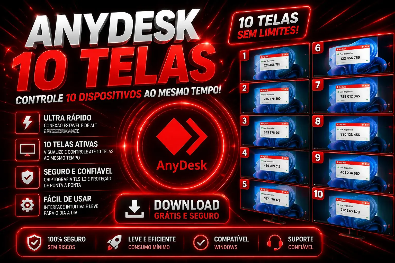 🚀 ATENDA MAIS CLIENTES AO MESMO TEMPO! 10 TELAS REMOTAS PARA MÁXIMA PRODUTIVIDADE, SEM LIMITE DE USO